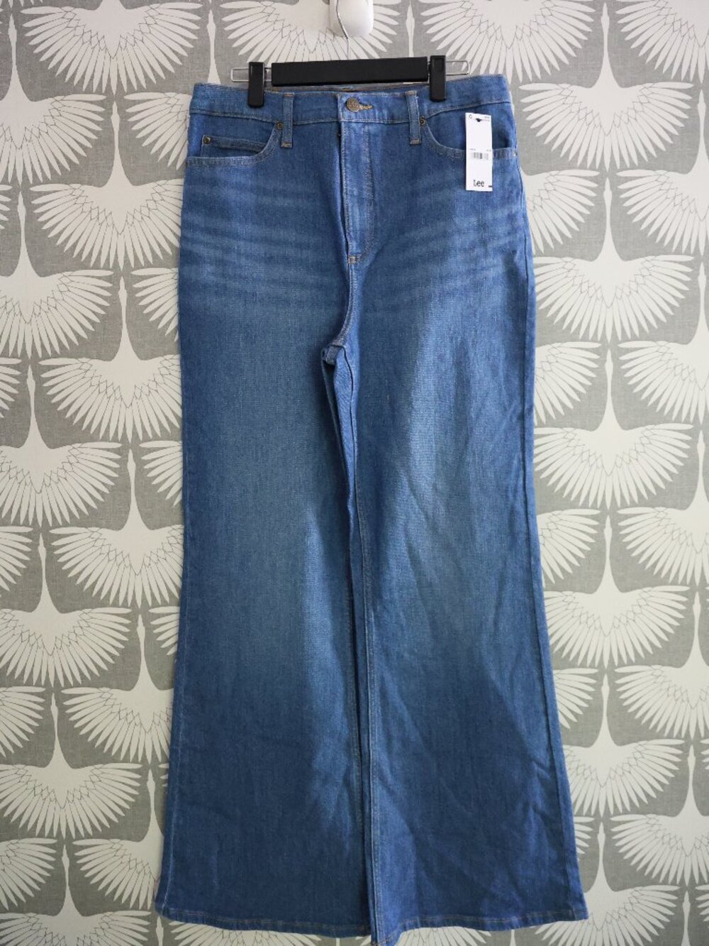 Lee Jeans Womens 30 x 33 Blue Denim High Rise Loose Wide Leg